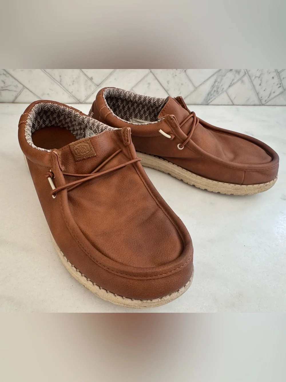 Hey Dude Brown Leather Casual Slip-On Loafers Mens 11